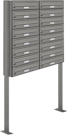 AL Briefkasten-System für 16 Parteien, freistehend, grau, B/H/T: 153,515 x 170,0 x 27,5 cm - Bild 1