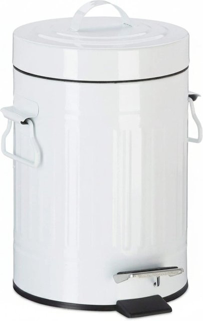 Relaxdays Treteimer aus Metall in Weiß, rutschfest, Volumen: 3 Liter, B/T/H: 29 x 19 x 24 cm - Bild 1