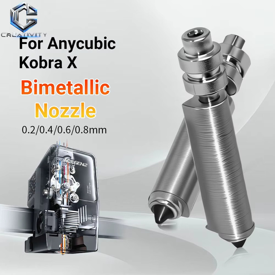 Anycubic Bimetall-Düsen-Set aus gehärtetem Stahl für Anycubic Kobra X KX Combo FDM 3D-Drucker, Farbe: Silber, Durchmesser: 0,2 mm, 0,4 mm, 0,6 mm, 0,8 mm - Bild 5