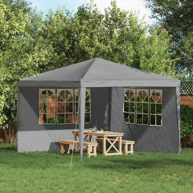 Yiwydaa Partyzelt Seitenwände aus Polyester und Stahl, 2 Stück, Hellgrau, B: 300 cm, H: 195 cm - Bild 1