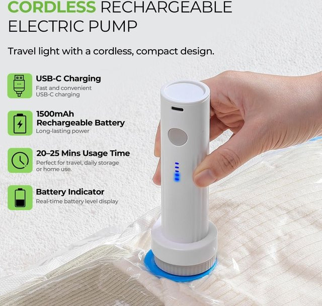 DUTRIEUX Elektrische Mini-Vakuumpumpe in Weiß für Reise-Vakuumbeutel - Bild 1
