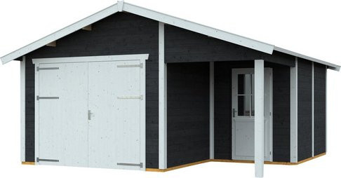 Holzgarage Varberg 2 von Skanholz in Schiefergrau, B/T: 500 x 525 cm - Bild 3