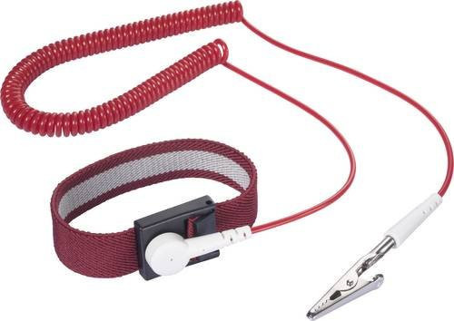 TRU COMPONENTS ESD-Handgelenkband mit 10mm Druckknopf in Rot, 2,5m Länge - Bild 1