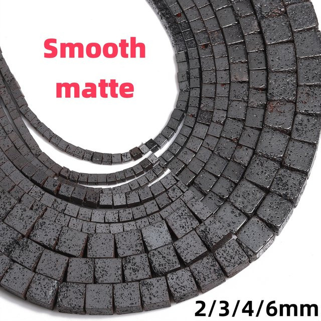 Schwarze Lava Steinperlen, quadratisch, Unisex - Bild 1