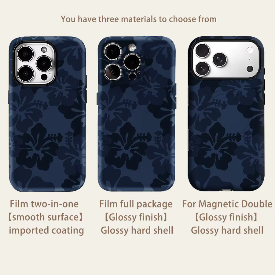 Potdemiel iPhone Handyhülle Navy Tone Floral mit Magnetfunktion, Tough Case für iPhone 17 16 15 14 13 Pro Max Plus, Blau - Bild 2