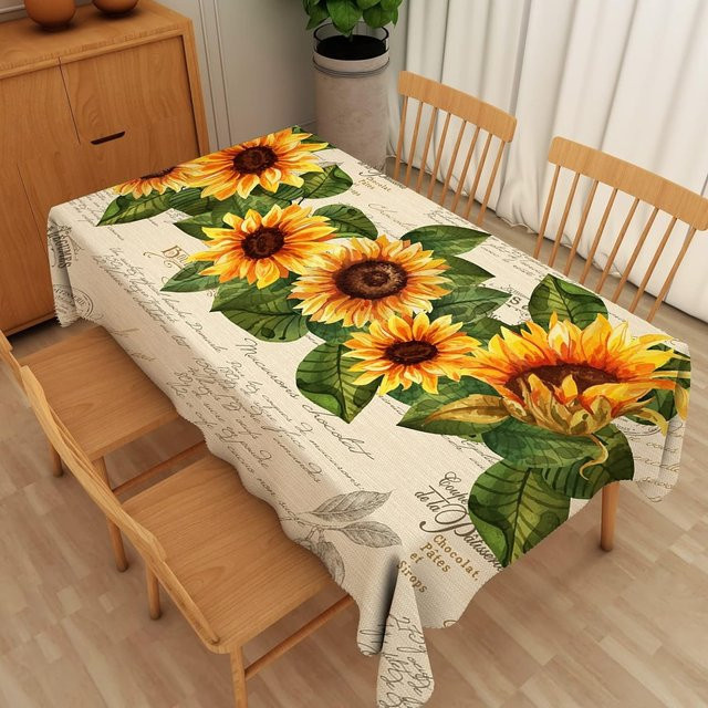 JINGYUE Pet Rechteckige Tischdecke mit Sonnenblumen-Blumenmuster in Gelb, B/L: 100 x 160 cm - Bild 1