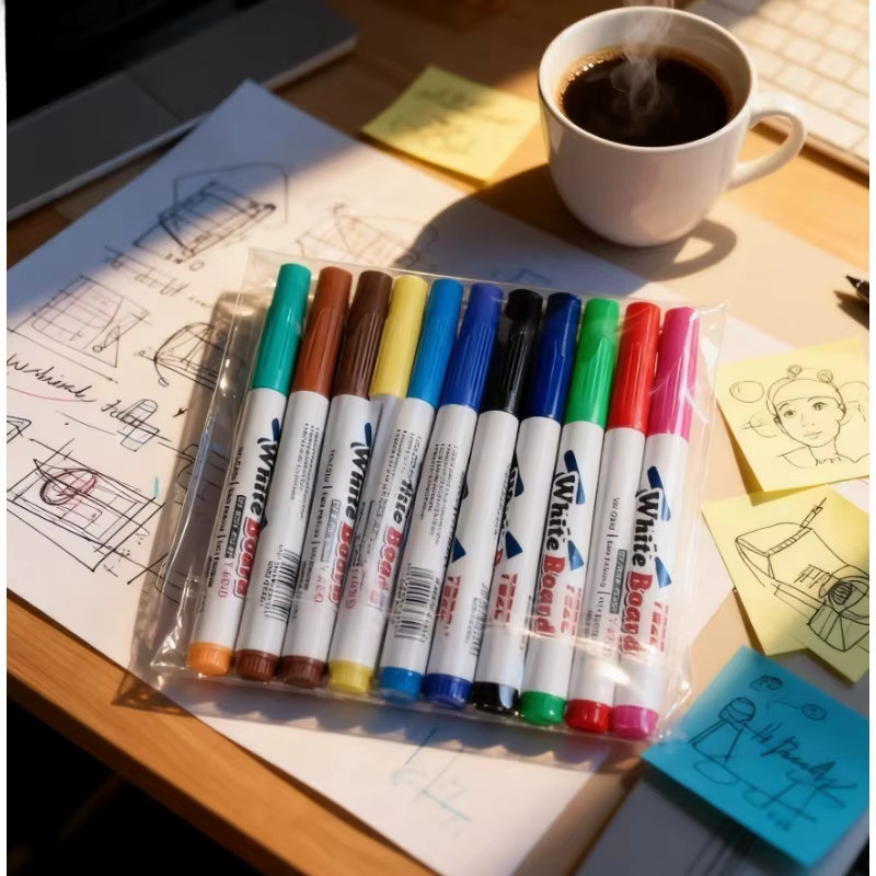 12 Stück Tafelmarker Set in Multicolour, trocken abwischbare Whiteboard-Marker mit Bullet-Spitze für Schule und Büro - Bild 2