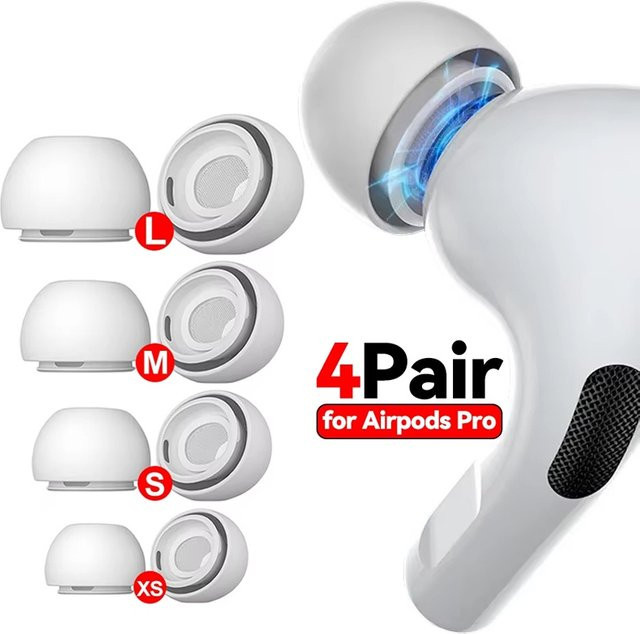 4 Paar Ohrstöpsel in Weiß als schützende Ohrpolster für Apple AirPods Pro und AirPods Pro 2. Generation - Bild 1