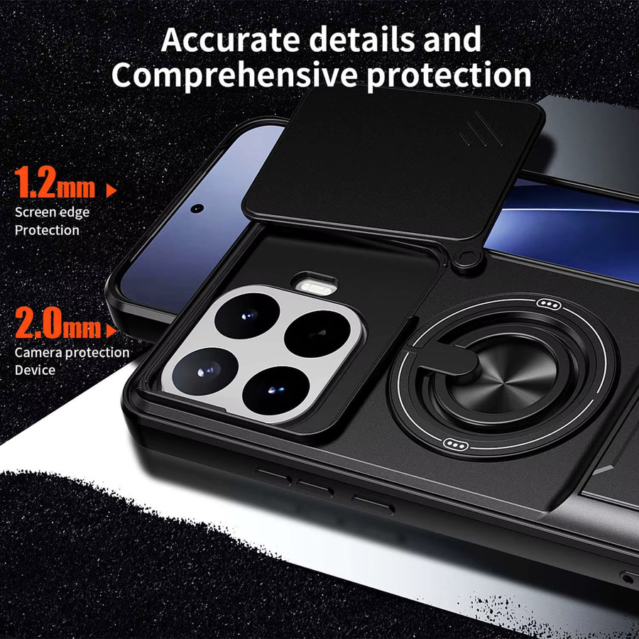 Sturzsichere Xiaomi Handyhülle mit Hartglas-Kameraschutz und magnetischem Ringhalter für Xiaomi 15T, 17T Pro, 17T und 14T 5G in Schwarz oder Blau - Bild 5