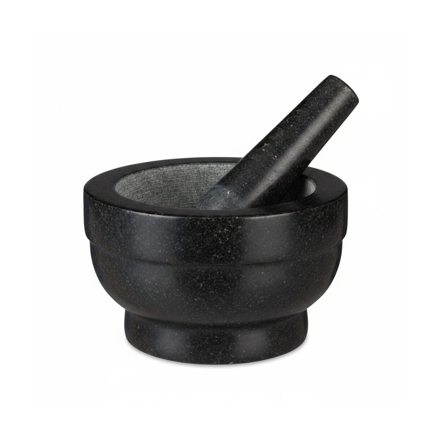 Relaxdays Mörser mit Stößel aus Granit in Schwarz und Grau, Durchmesser: 20 cm - Bild 2