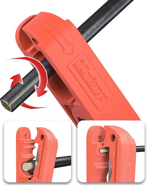 Runder Kabelschneider und Kabelabisolierer in Rot zur präzisen Entkrustung von Kabeljacken bis max. 240 mm2 - Bild 1