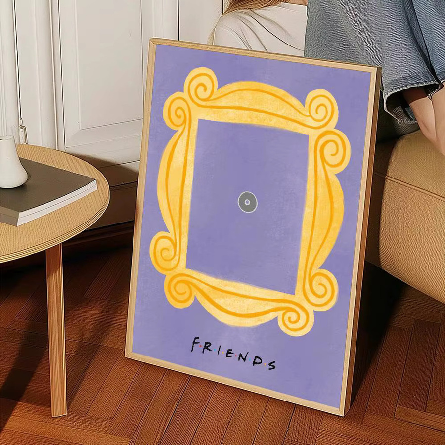 Wandkunst Aufkleber Freunde Guckloch Rahmen Poster in Lila, moderner abstrakter Papierdruck für Wohnzimmer und Bar - Bild 2