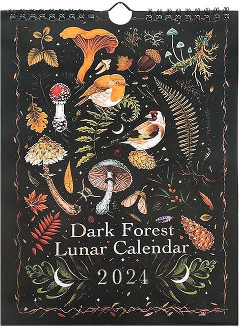 Dark Forest Mondkalender Wandkalender mit Illustrationen von Tieren, Pflanzen und Monden in Multicolor - Bild 1