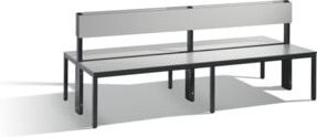 C + P Möbelsysteme Doppelseitige Sitzbank Basic Plus mit Rückenlehne, Gestell Schwarzgrau, Dekor Silbergrau, H 79,6 cm x B 196 cm x T 76 cm - Bild 1