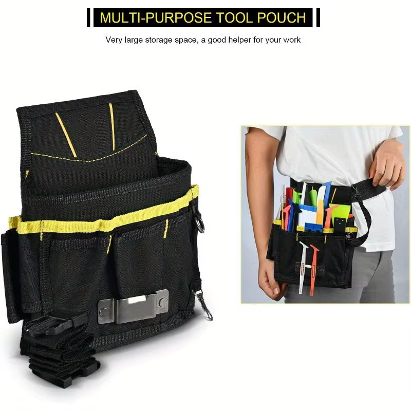 Multifunktionale Werkzeug-Hüfttasche in Schwarz mit verstellbarem Hüftgurt und mehreren Taschen für Elektriker und Handwerker, B/T/H: 24,0 x 17,0 cm - Bild 3