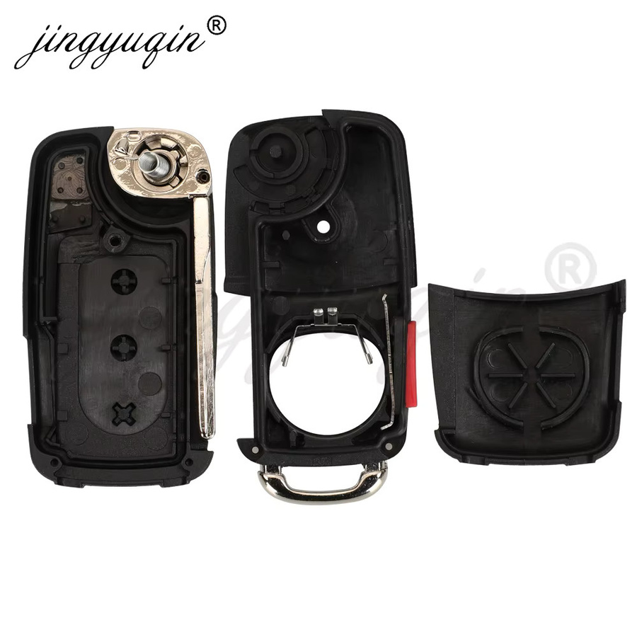 Jingyuqin 10er Set Ersatzgehäuse für VW Volkswagen Touareg Phaeton und Skoda Flip Fernbedienung, 3/4 Tasten, Schwarz - Bild 3