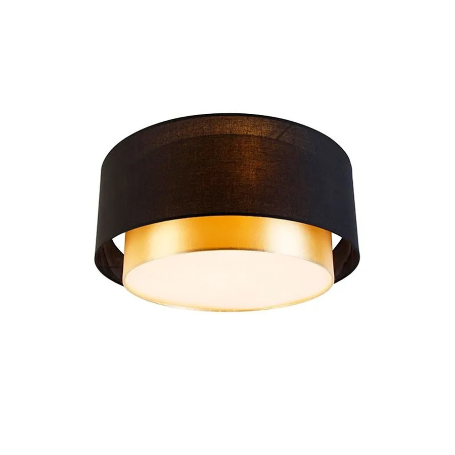 QAZQA Moderne Deckenleuchte Drum Duo in Schwarz und Gold mit 3 Flammig, Durchmesser: 50 cm - Bild 2
