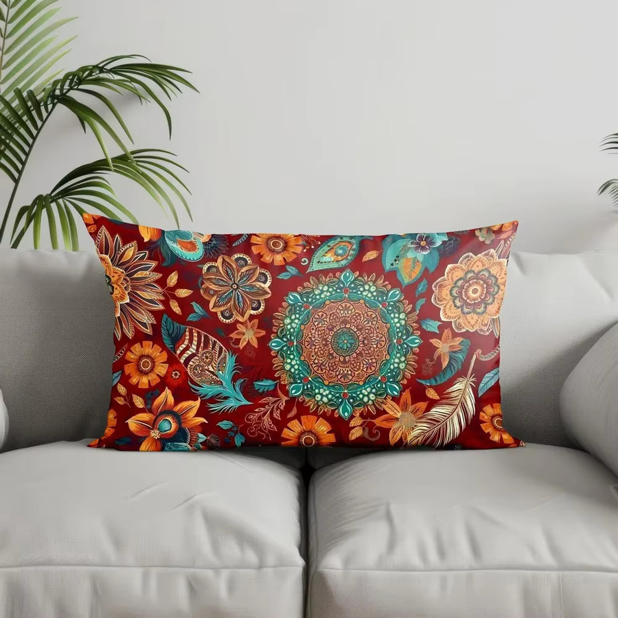 VIKAMA Bohemian Mandala Kissenbezug in Multicolour, abnehmbarer und waschbarer Kissenbezug im Retro-Nationalstil für dein Sofa oder Schlafzimmer - Bild 2