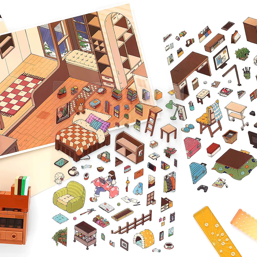 My House 15Th Round Series Landschaftsaufkleber Set aus PET und White Card, 3 Blatt, Multicolor - Bild 5