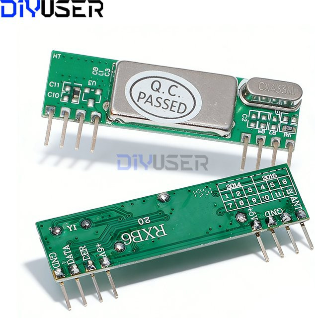 DIYUSER RF-Empfängermodul RXB6 Superheterodyne 433MHz in Grün für ESP8266 IoT (3,3V/5V) - Bild 1