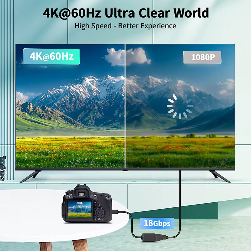 HDmatters Mini HDMI zu HDMI Kabel Adapter Konverter 4K 60Hz in Schwarz - Bild 4
