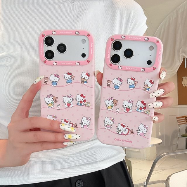 Sanrio Silikonhülle in Pink mit niedlichem Cartoon-Motiv für iPhone 17 16 15 Pro Max, stoßfeste Schutzhülle mit Vollbild-Design - Bild 1