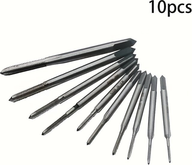 10-teiliges Mikro-Windebohrer-Set aus Schnellarbeitsstahl in Silber für Präzisionsbohren und Gewindeschneiden - Bild 1