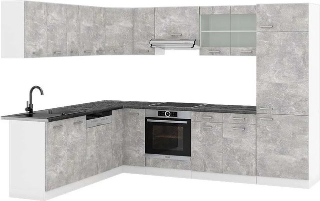 Vicco R-Line Eckküche modern in Anthrazit, Weiß und Grau, B/T/H: 227 x 287 x 207 cm - Bild 1