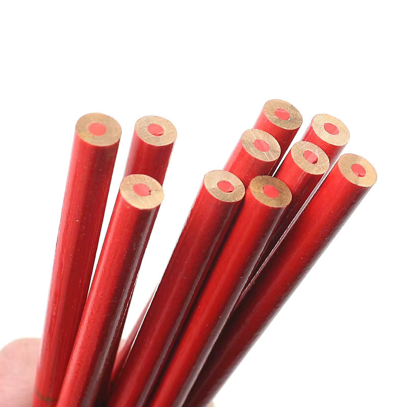 10er Set Zimmerei Bleistifte für Handwerk und Holzbearbeitung in Blau und Rot mit Graphitkern - Bild 2