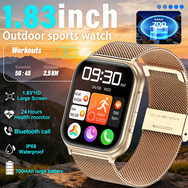 BOXUXING Smartwatch, 1,83 Zoll, Schwarz, Unisex - Bild 1