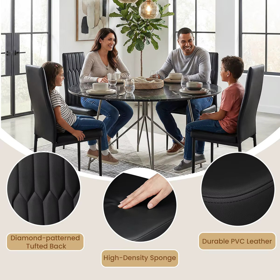 Homfa 4er-Set moderne Esszimmer-Akzentstühle aus Leder in Weiß - Bild 4