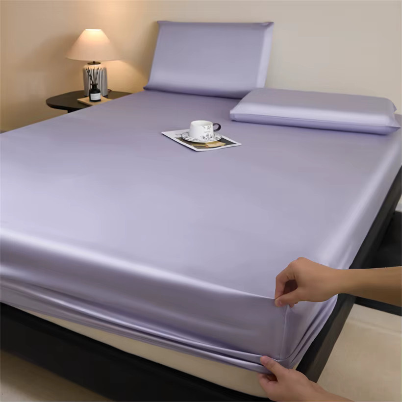 Dreamreal Spannbettlaken aus 100% natürlicher Maulbeerseide mit Elastikbändern, Farbe: Grau, B/T: 180 x 200 cm - Bild 2