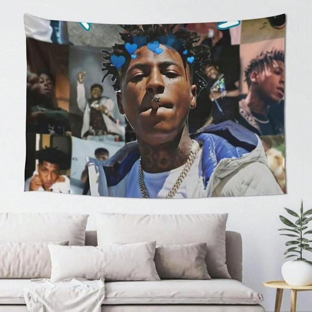 Youngboy Rapper Collage Wandteppich aus Polyester von JMG Household Supplies, Hip-Hop Wandbehang für dein Schlafzimmer, B/H: 40 x 60 cm, Multicolour - Bild 1