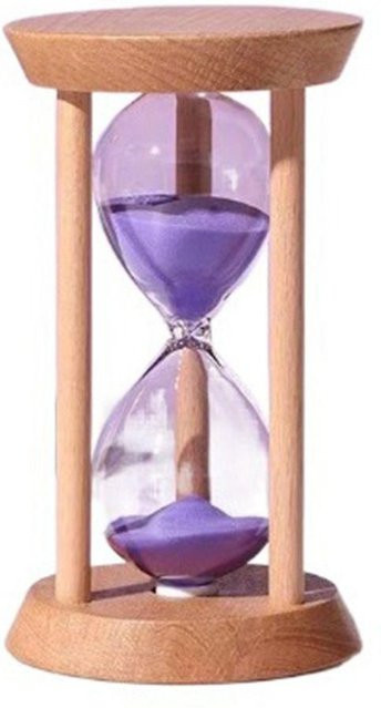 XUNYUa Runde Sanduhr aus Holz und Glas als Timer in Violett mit 3 Minuten Laufzeit - Bild 1