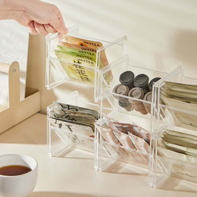 Stapelbare Aufbewahrungsbox aus Acryl für Teebeutel und Kaffee, transparent, gefrierschrankgeeignet - Bild 1