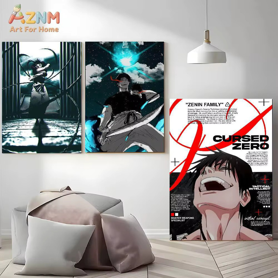 AZNM Jujutsu Kaisen Toji Fushiguro Leinwand-Wandkunst im Cursed Zero-Stil, ungerahmtes Poster, Mehrfarbig - Bild 3
