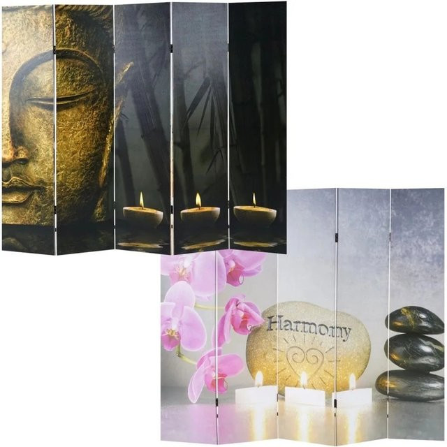 MCW Foto-Paravent Oriental in Schwarz-Gold aus Holz, B: 180 cm, H: 200 cm - Bild 1