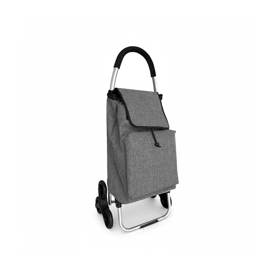 Relaxdays Einkaufstrolley aus Aluminium in Grau, klappbarer Treppensteiger aus Polyester, B/T/H: 101 x 48 x 38 cm - Bild 2