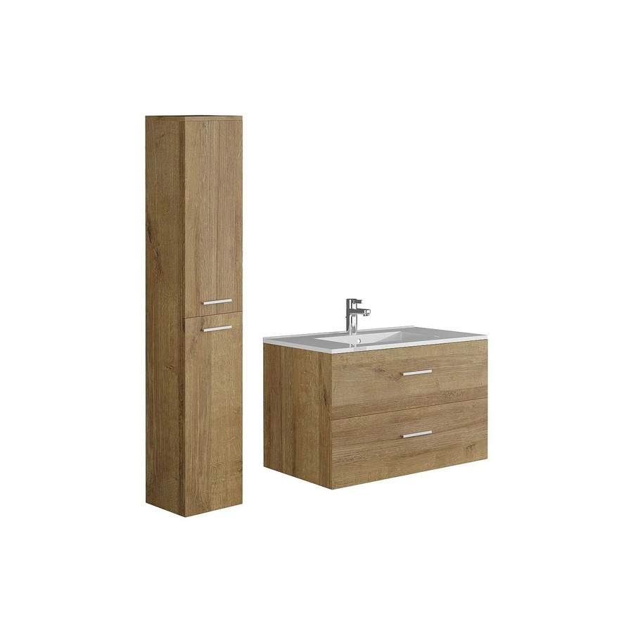 Vente-unique Badmöbel-Set Kayla in Naturfarben Hell, Beige und Braun, Wandmontage, Breite: 80 cm - Bild 2