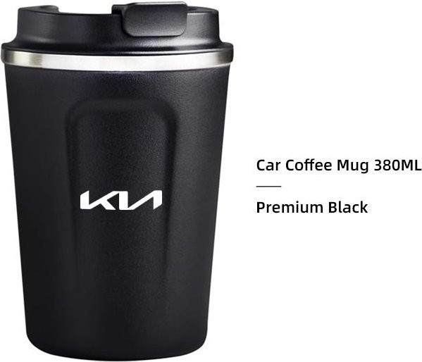 Edelstahl Thermobecher für KIA Modelle Sorento Niro Soul EV6 Stonic RIO Ceed Carnival K5 Stinger Forte Picanto in Schwarz, 380ml - Bild 1
