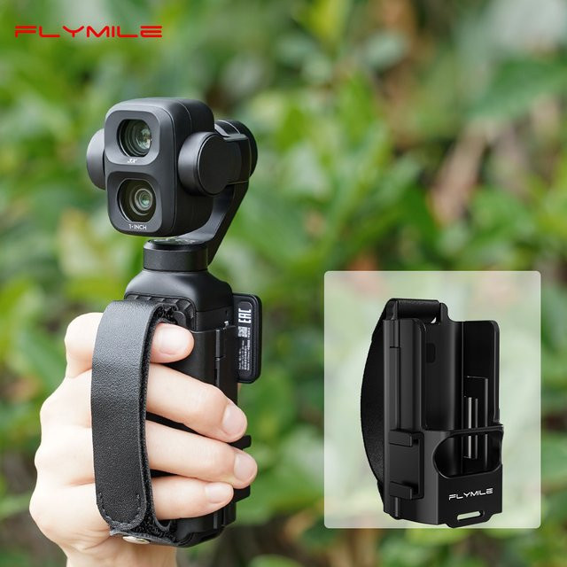 Flymile Handband-Schutzhülle für DJI Osmo Pocket 4P, 4 und 3 mit Kaltplatten-Erweiterungsrahmen und Verlängerungsgriff in Schwarz - Bild 1