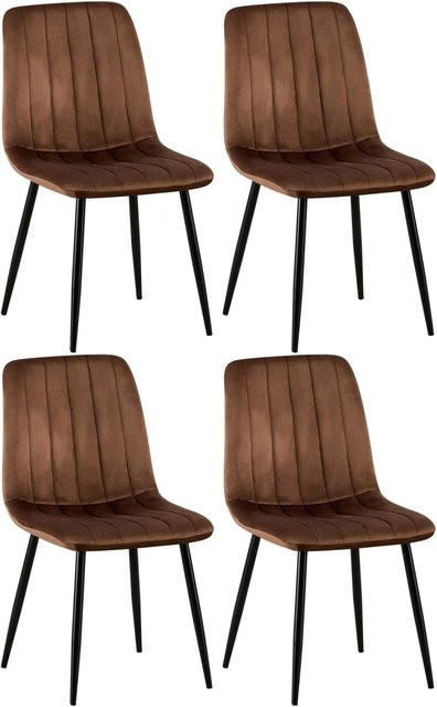 4er Set Esszimmerstühle DELUKE LENZ aus Samt mit Metallgestell in Braun, H 88 cm x B 45 cm x T 53 cm - Bild 1