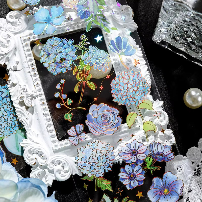 Journamm 3er-Paket wasserfeste DIY Aufkleber mit Blumen- und Haustier-Motiven in Goldoptik für Scrapbooking und Junk Journal Dekor, Mehrfarbig - Bild 2