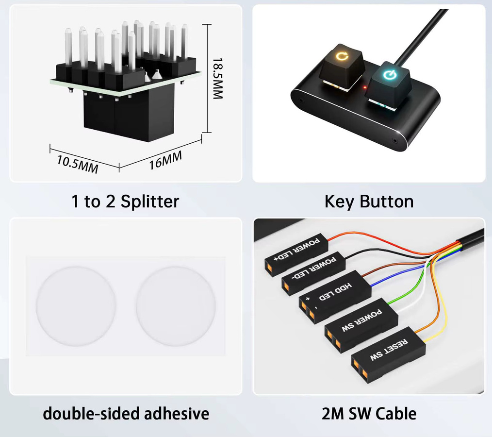 GGBEE Externer PC Power-Schalter mit 2m Verlängerungskabel in Schwarz - Bild 3