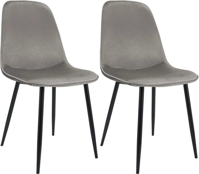 2er Set Esszimmerstühle DELUKE RAZON aus Samt in Hellgrau, B/T/H: 45 x 54 x 88 cm - Bild 1