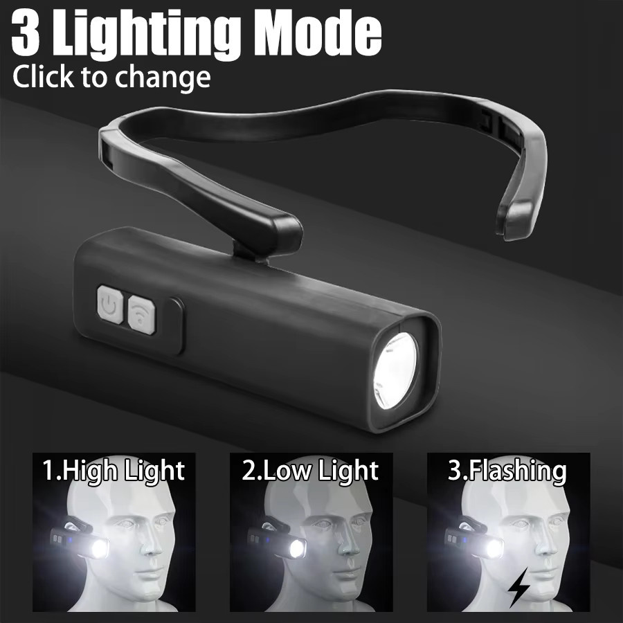 XIWANGFIRE Laufstirnlampe mit Ohrclip, wiederaufladbare LED-Stirnlampe in Schwarz, wasserdicht und freihändig für Radfahren, Angeln und Wandern - Bild 3