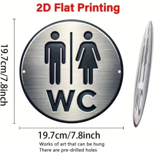 Modernes Unisex-Toilettenschild aus Metall von CIFbuy in Silber, B/B/B: 20 x 20 x 20 cm - Bild 1