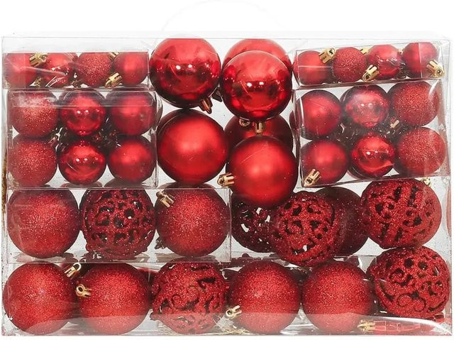 vidaXL 111-teiliges Weihnachtskugel-Set in Rot aus Polystyrol für deinen Weihnachtsbaum - Bild 1