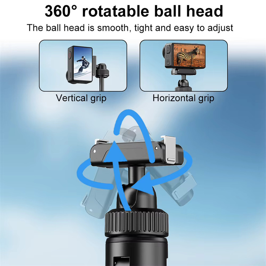 DJI Magnetisches Schnellverschluss-Kamerastativ für Osmo Action 5 Pro/4/3 als Teleskop-Selfie-Stick-Griff mit 360-Grad-Kugelkopf in Schwarz - Bild 3