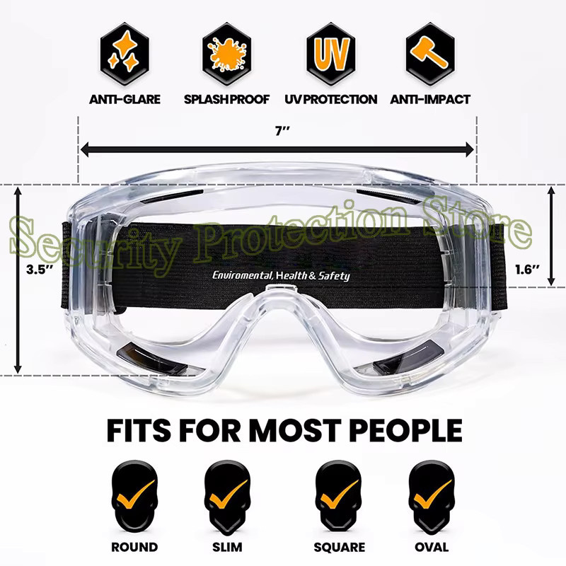 Antibeschlag-Schutzbrille für die Überbrille mit Schlag- und Spritzwasserschutz nach ANSI Z87.1 in Transparent - Bild 4